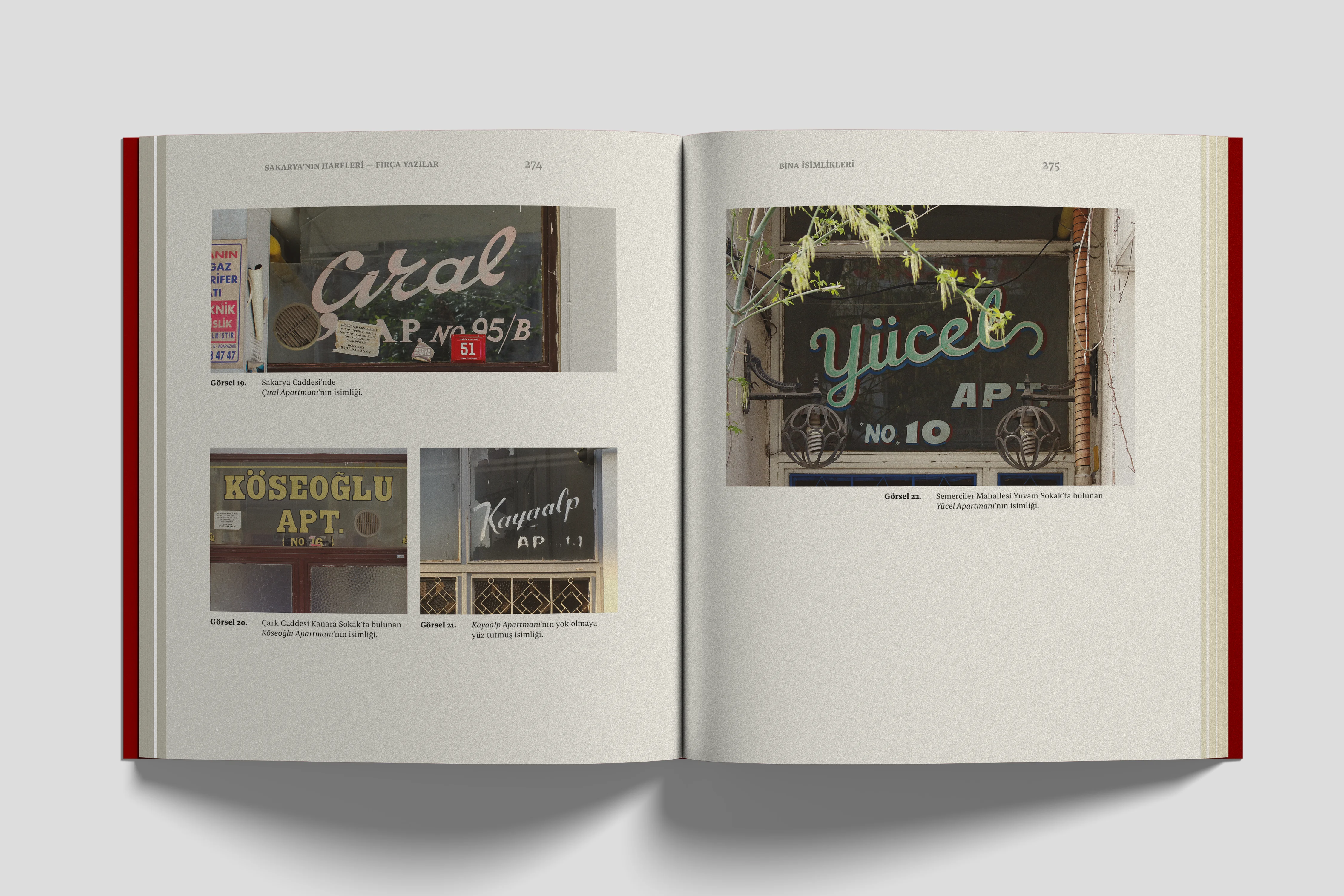 Interior spread from 'The Letters of Sakarya', second section: vernacular lettering categories across six typographic groups.