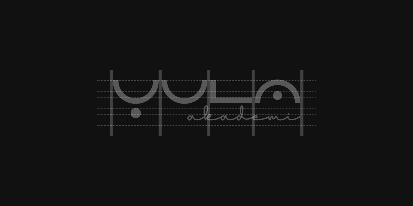 Technical drawing of the logo design for Yula, a company that provides professional or commercial consulting services and personal development training.