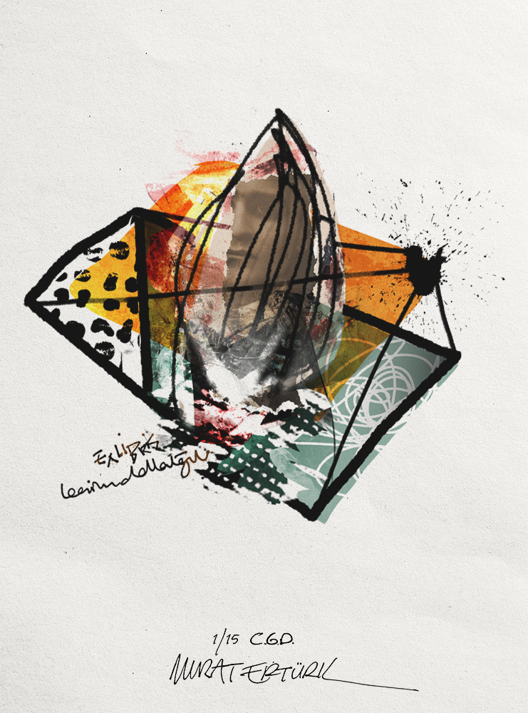 Exlibris design, created by using traditional and digital techniques