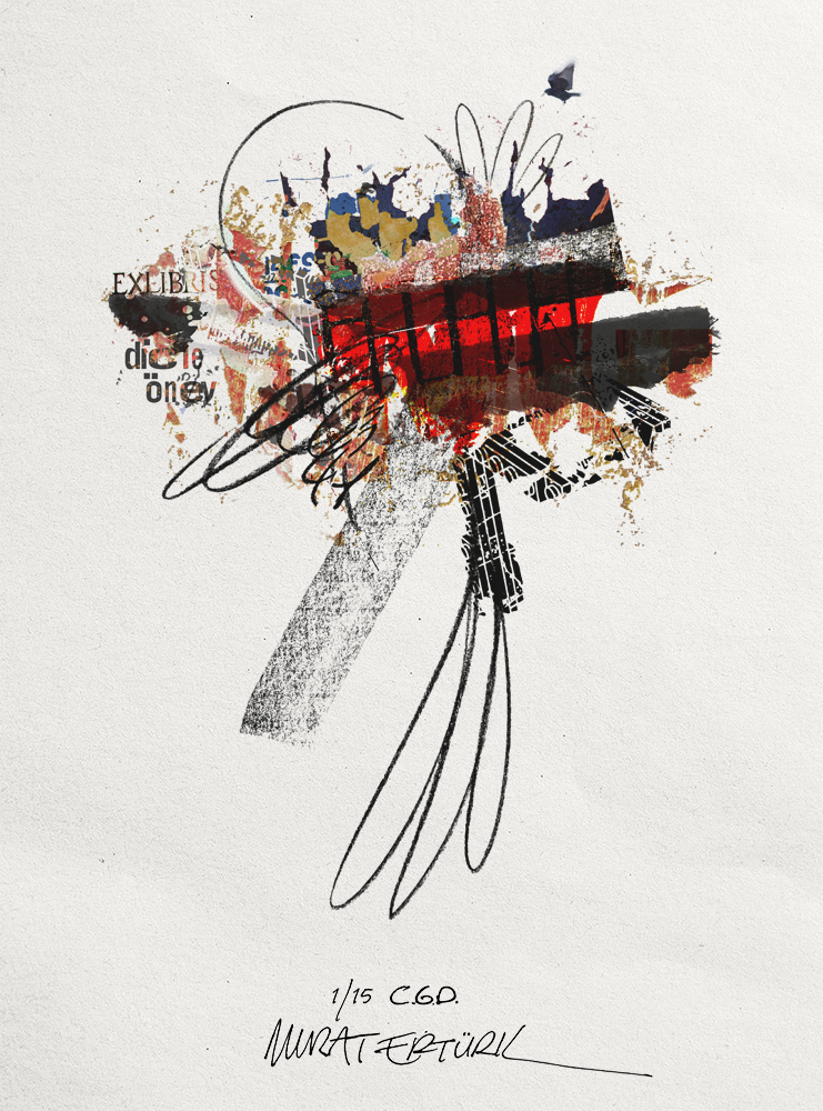 Exlibris design, created by using traditional and digital techniques