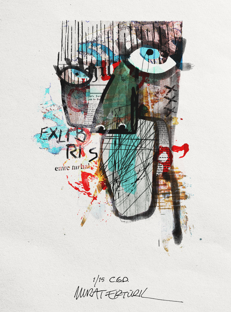 Exlibris design, created by using traditional and digital techniques