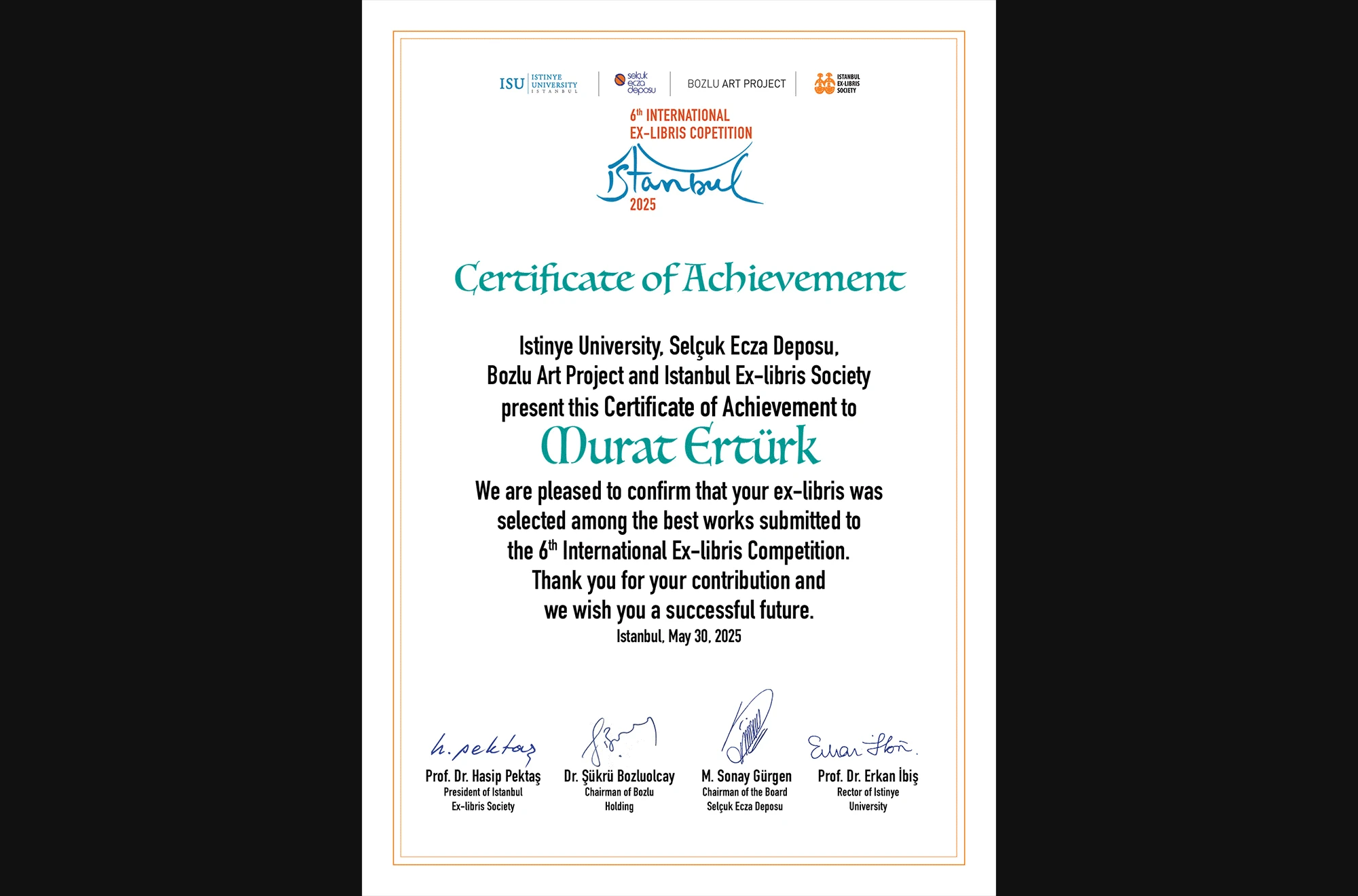 Exlibris design selected for the 6th International Exlibris Competition in Istanbul, 2025.